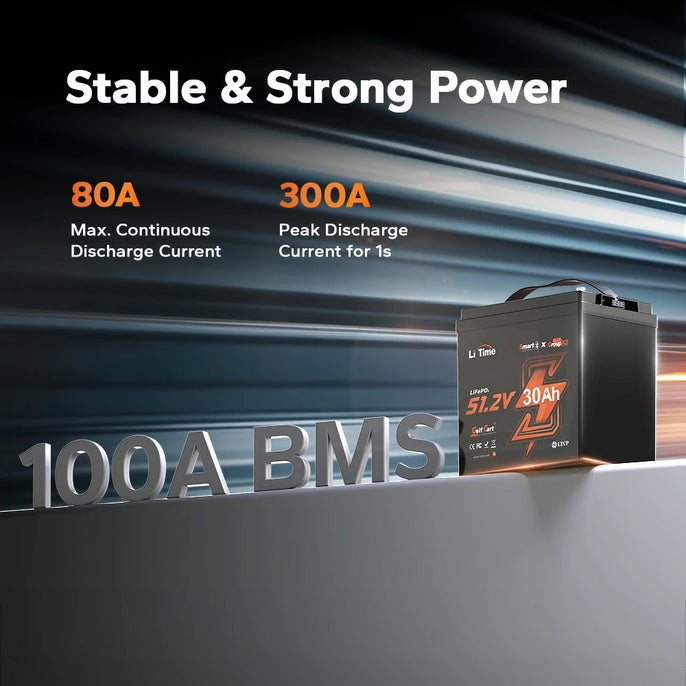 100a bms featuring 80A continuous discharge and 300A peak discharge for stable power