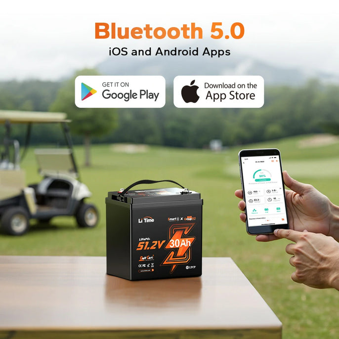 download litime app to enjoy bluetooth function of litime 48v (51.2v) gc2 lithium golf cart battery