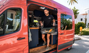  customer review of carrying a LiTime lithium battery, showcasing its portability and use in mobile living spaces 