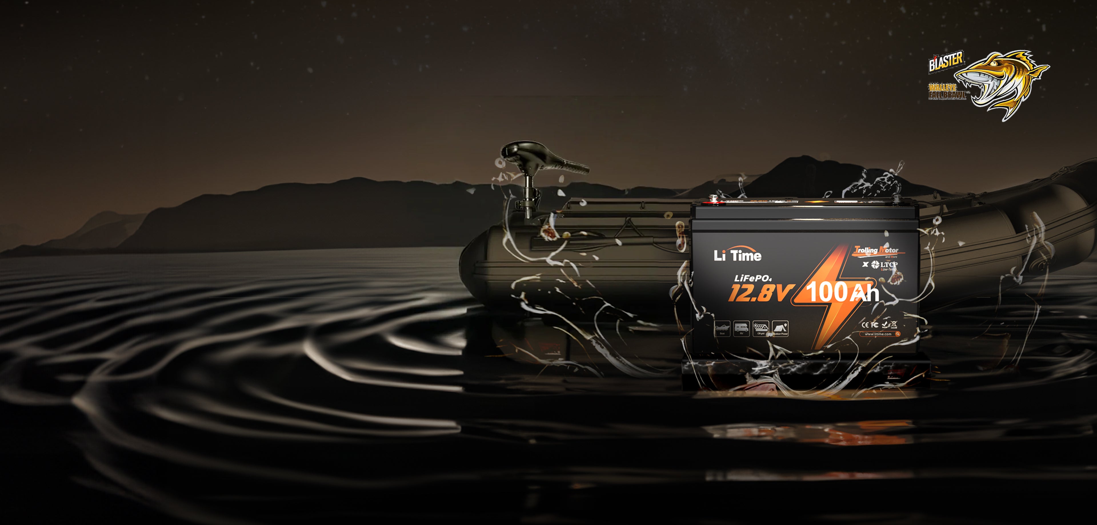 A product photo of litime 12V 100Ah lithium trolling motor battery, which is built with T2.0 technology