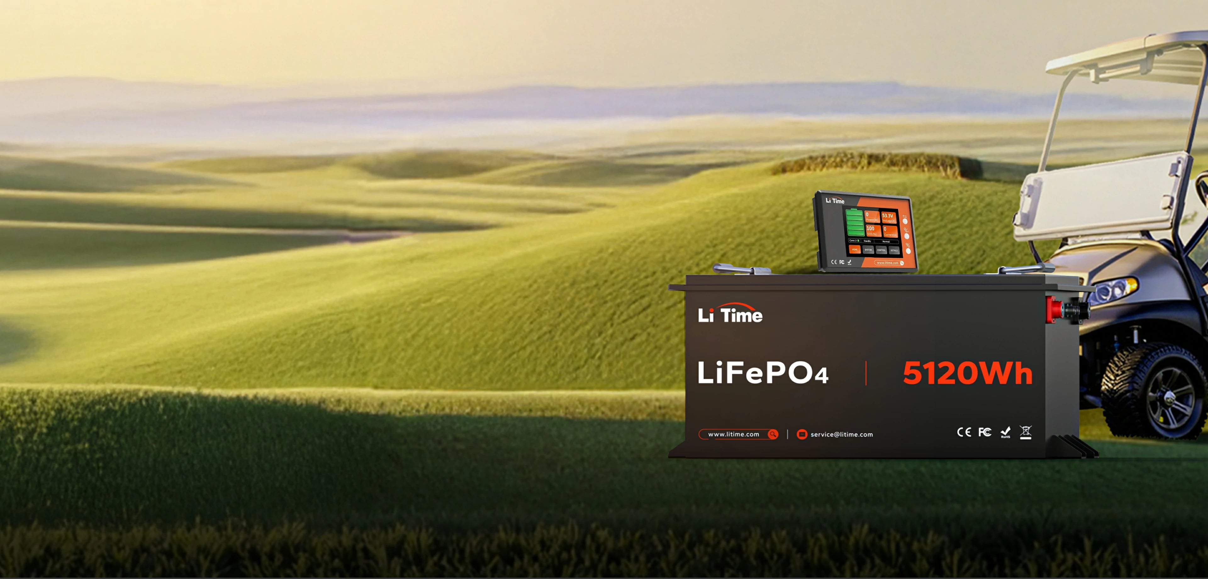 Li Time 48V 100Ah battery showcasing T4.0 tech's easy control via its external display