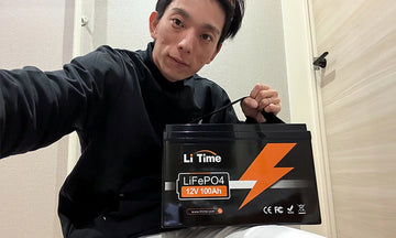 a man holding litime 12v 100ah lifepo4 battery as expert trust