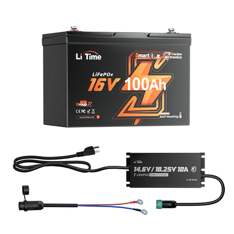 litime 16v 100ah lifepo4 battery with charger