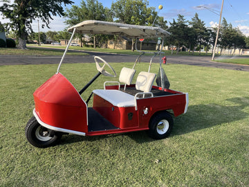 litime lithium golf cart battery customer review: a red golf cart sits on grass 
