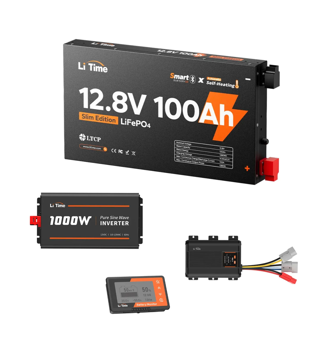 LiTime LiHeat® 12V 100Ah Ultra Slim Dual-Mode Self Heating Smart Lithium Battery