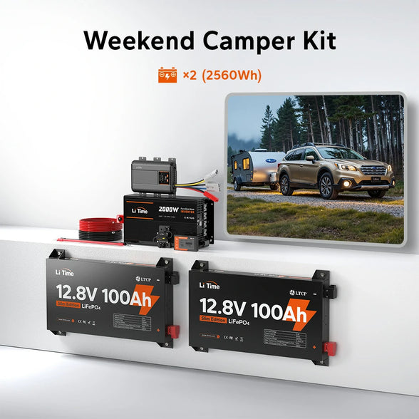 litime rv weekend camper kit 2* 12v 100ah slim lifepo4 battery power 2569wh energy