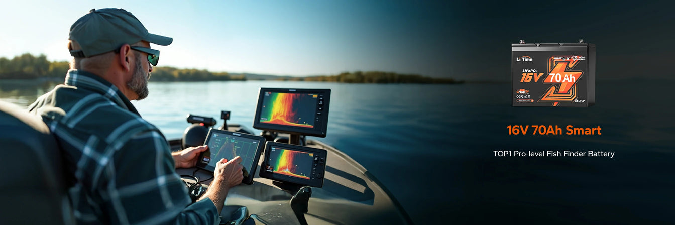 litime lithium marine best seller battery - 16v 70ah smart bluetooth fish finder battery