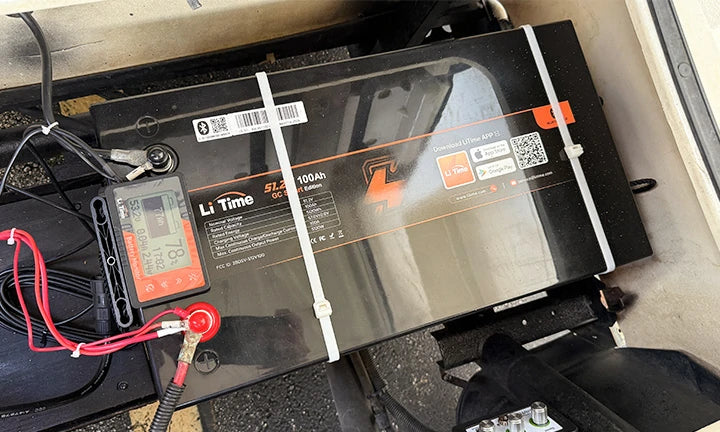 litime lithium ion golf cart battery customer review with 51.2v 100ah battery set in golf cart