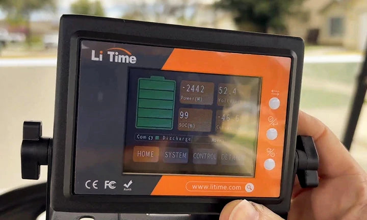 customer review of LiTime lithium golf cart battery upgrade with rs485 display showing battery's status