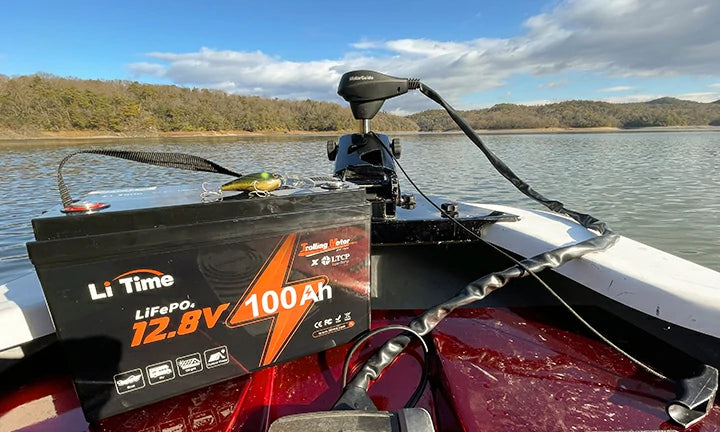LiTime customer reviews of 12v 100ah lithium trolling motor battery on a boat