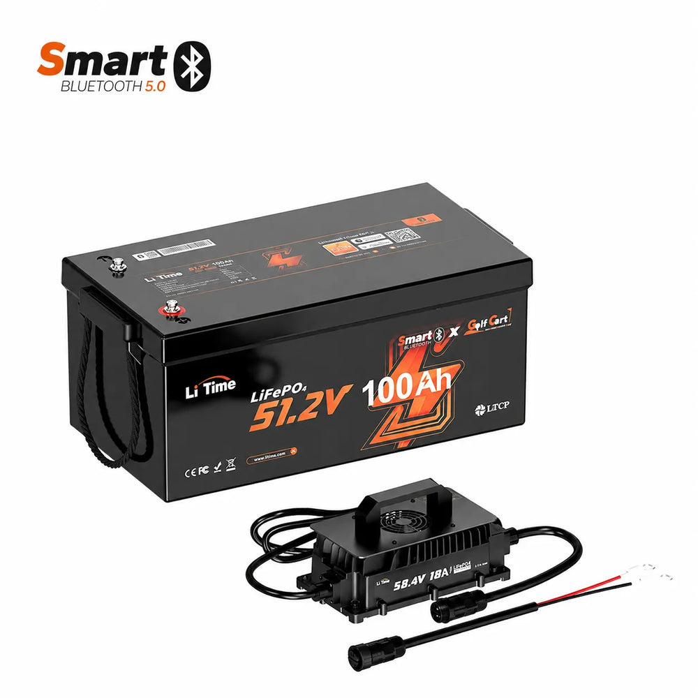 LiTime 48V 100Ah LiFePO4 Lithium Battery – Golf Cart / Lawn Mower / Off-Grid Energy Storage | Smart Bluetooth BMS