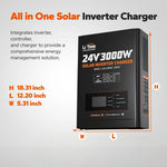 dimension information of LiTime 24v 3000w solar inverter charger