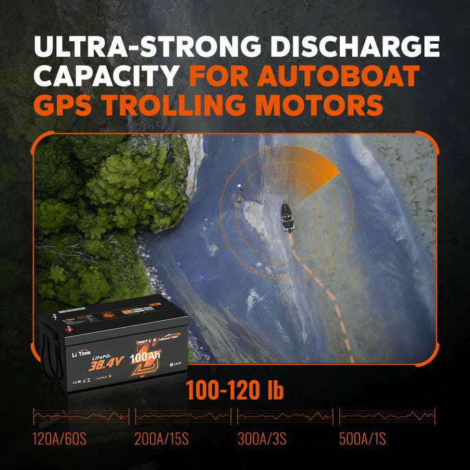 stronger discharge capacity of litime 36v 100ah lithium battery for autoboat gps trolling motor