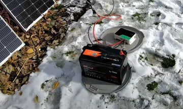 litime customer feedback with charging litime batteries with solar panel in snowy ground