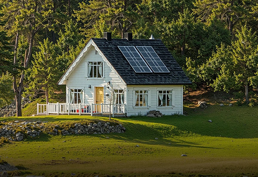power off grid cabin with litime litium deep cycle battery