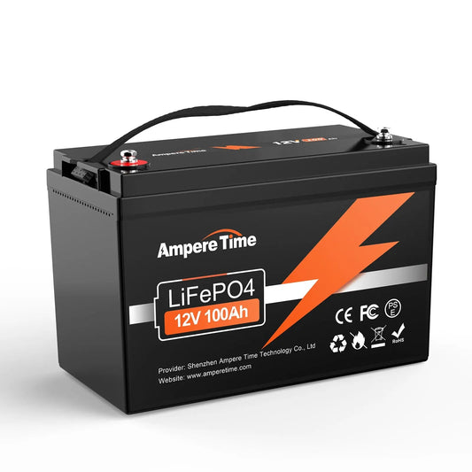 Ampere Time 12V 100Ah, 1280Wh Best RV Lithium Battery with 4000+ Deep Cycles & Built in 100A BMS Ampere Time 1600