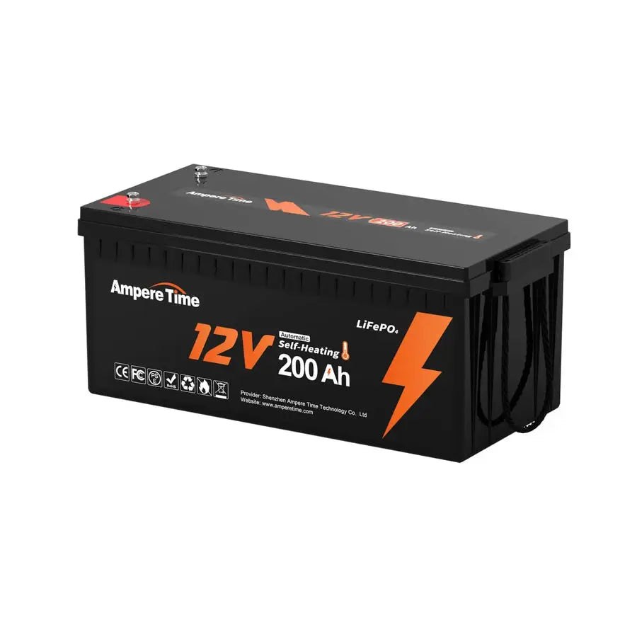 Ampere Time 12V 200Ah Lithium Battery with Self-Heating Low Temperature Charging (-4/-20°C) Ampere Time