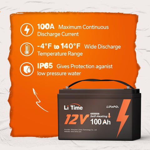 ✅Like New✅LiTime 12V 100Ah Self Heating LiFePO4 Lithium Battery - LiTime