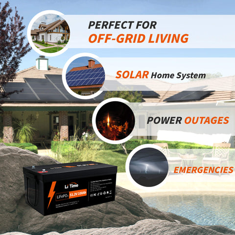 LiTime 51.2V 100Ah LiFePO4 Lithium Battery, Built-in 100A BMS, Max. 5120W Load Power